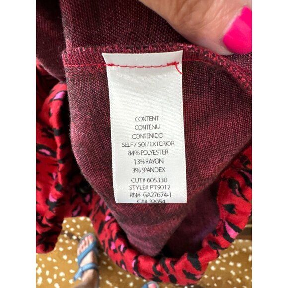 Eva Franco Dash Sweatshirt Pink Red Tigress Women 10 Red Animal Print Pullover - Picture 5 of 10